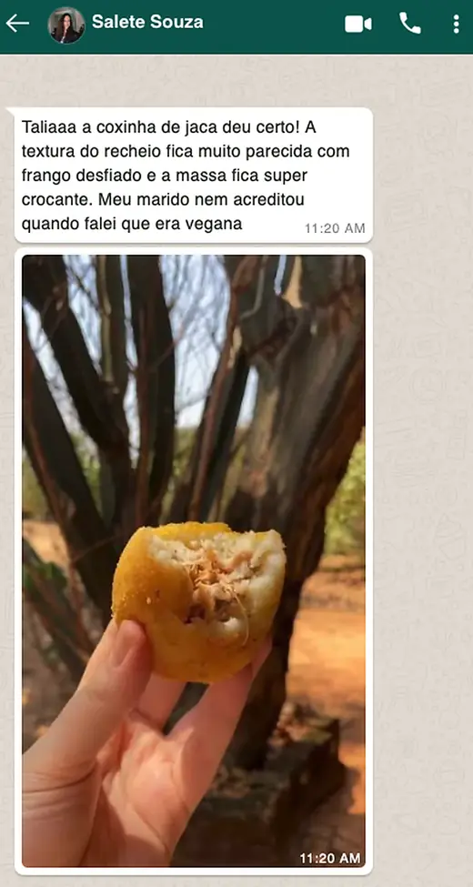 Print de WhatsApp — Coxinha de jaca